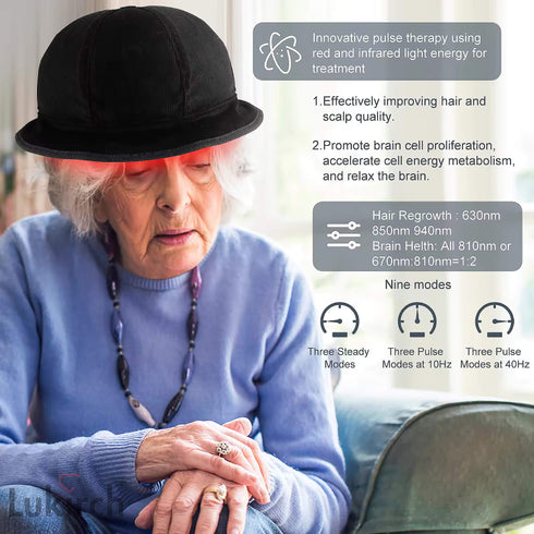 lukirch red infrared led light therapy device for brain health, memory improving