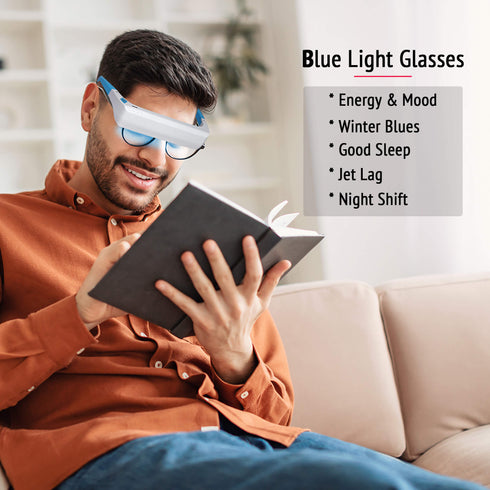 blue light therapy glass for good sleep jet lag night shift enery boost