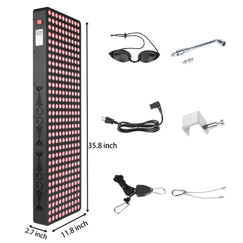 lukirch 1500 watt red infrared light therapy devices' size and included parts