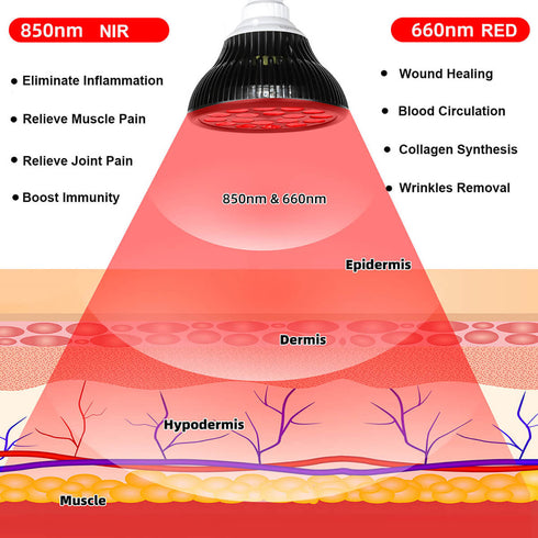 lukirch NEW red infrared led light therapy lamp 54w with 660nm & 850nm, is used for pain relief, wound healing, blood circulation, collagen synthesis, wrinkle removal, boost immunity