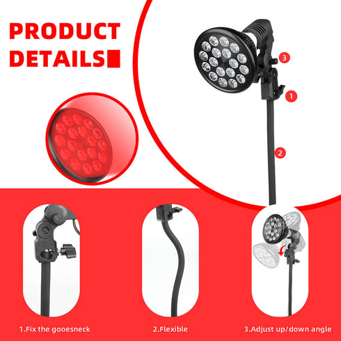 lukirch NEW red infrared led light therapy lamp 54w with 660nm & 850nm, New bracket details