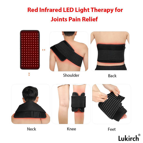 lukirch red infrared led light therapy belts 180 leds 660nm 850nm for joints pain relief and weight loss such as neck, feet, knee, shoulder, waist, back, belly