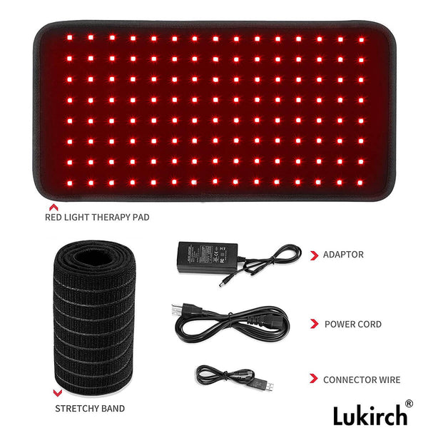 luirch red infrared light therapy belts 660nm 850nm 120 leds includes stretch ban, power cord, adaptor, connector wire