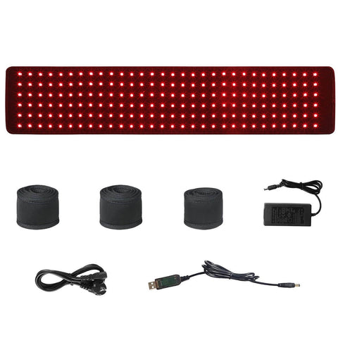 lukirch red infrared led light therapy belts with 180 leds, 660nm & 850nm includes 3pcs stretchy bands, adapter, USB cable
