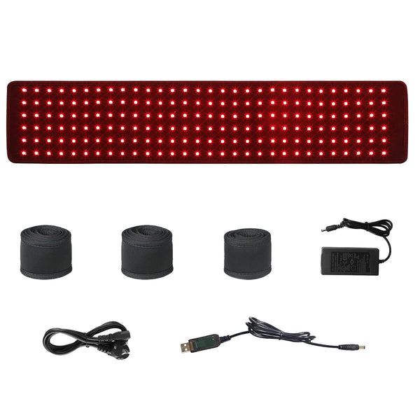 lukirch red infrared led light therapy belts with 180 leds, 660nm & 850nm includes 3pcs stretchy bands, adapter, USB cable