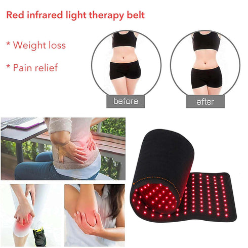 lukirch red infrared led light therapy belts 350 leds 660nm 850nm, for pain relief and weight loss before and after contrast effect