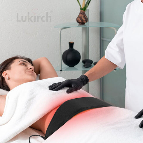 lukirch red infrared led light therapy belt with 75 leds and 660nm 850nm, used for pain relief, weight loss of belly and other parts of body